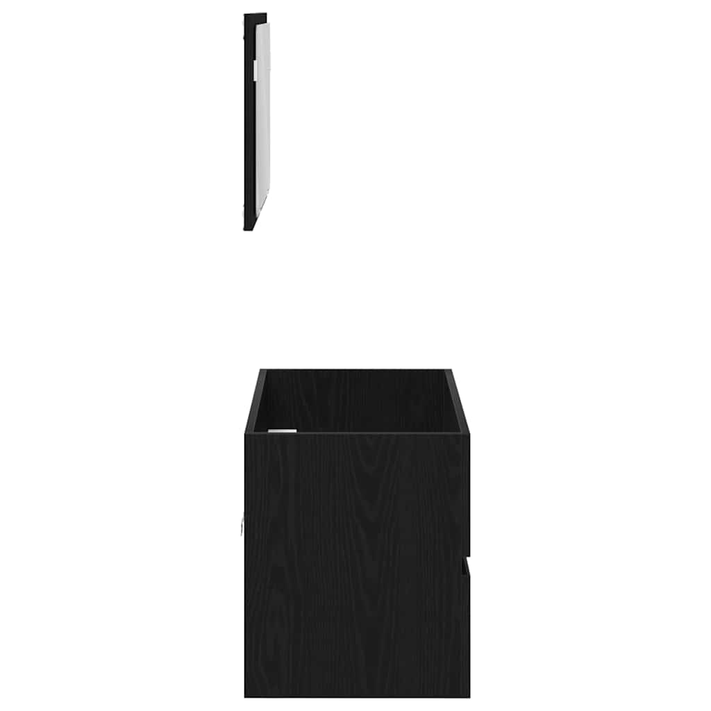 vidaXL Ensemble de meubles de salle de bain 2 pcs Noir aspect chêne Aggloméré