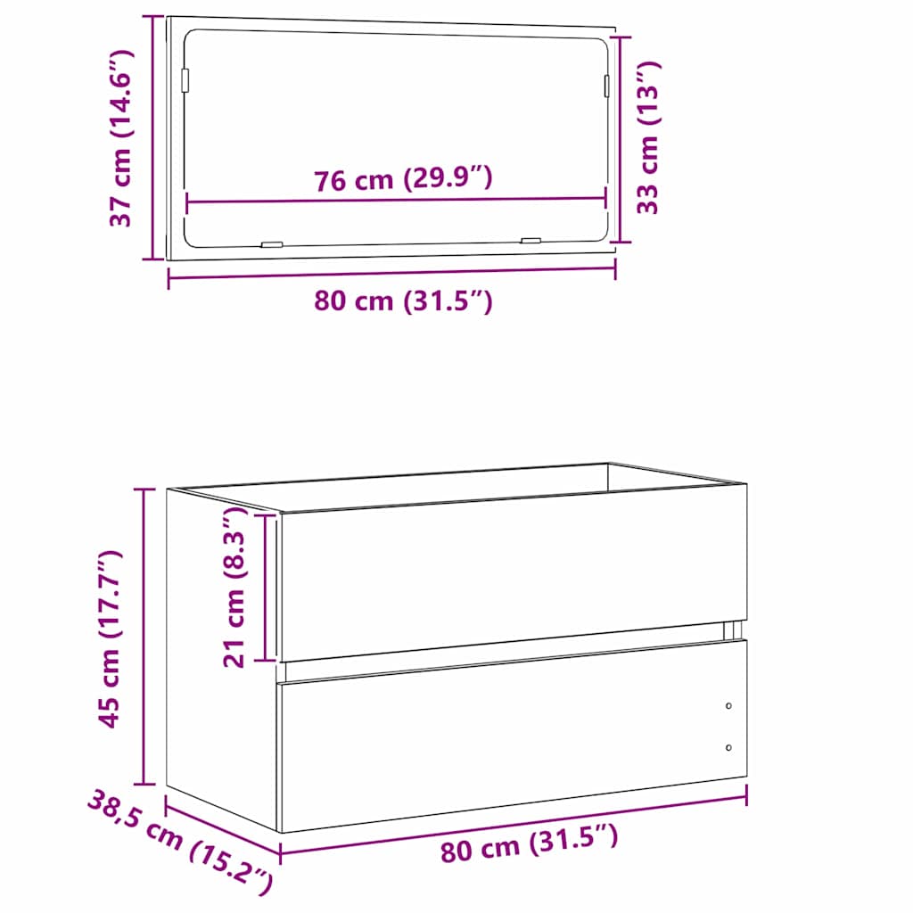 vidaXL Ensemble de meubles de salle de bain 2 pcs Noir aspect chêne Aggloméré