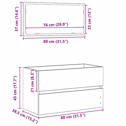 vidaXL Ensemble de meubles de salle de bain 2 pcs Noir aspect chêne Aggloméré