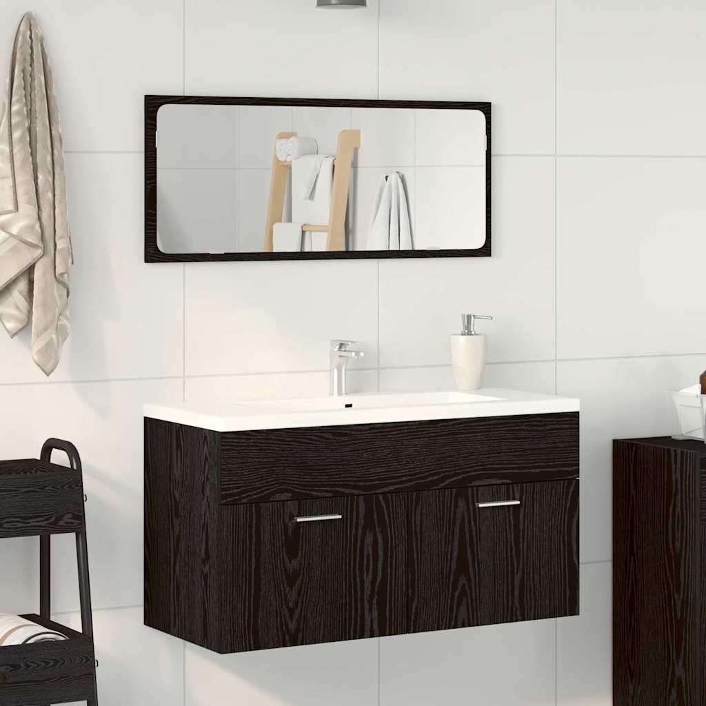 vidaXL Ensemble de meubles de salle de bain 2 pcs Noir aspect chêne Aggloméré