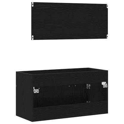 vidaXL Ensemble de meubles de salle de bain 2 pcs Noir aspect chêne Aggloméré