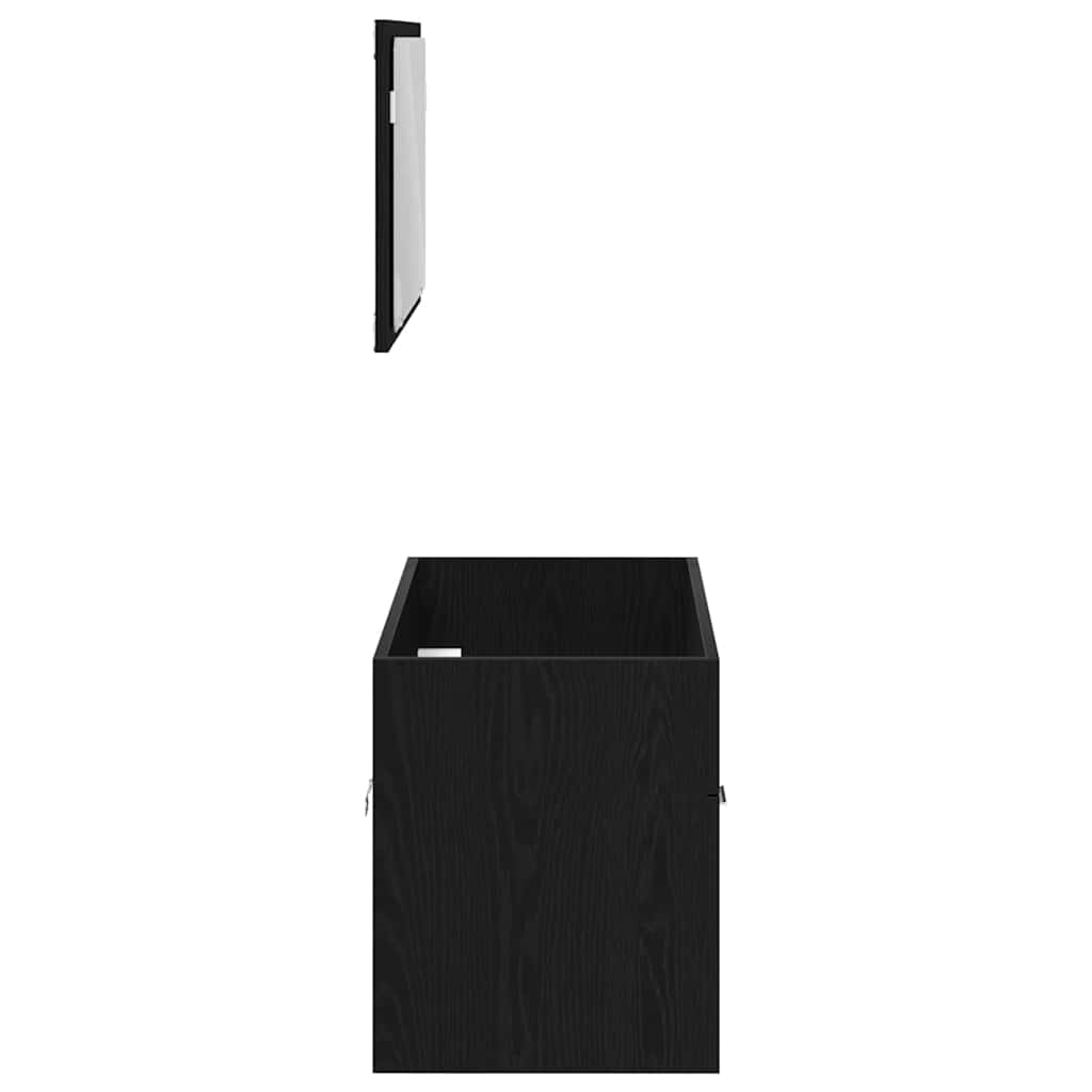vidaXL Ensemble de meubles de salle de bain 2 pcs Noir aspect chêne Aggloméré
