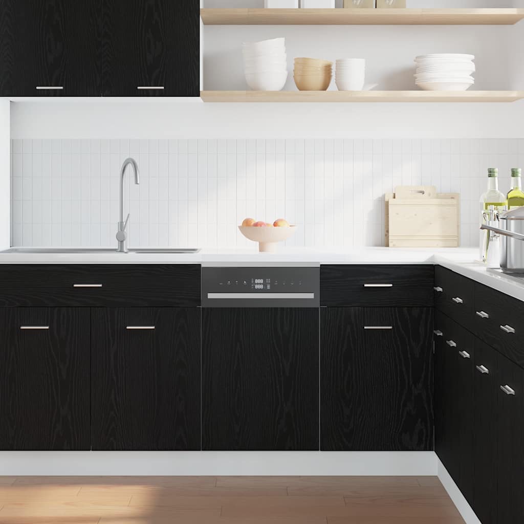 vidaXL Façade de lave-vaisselle Lyon noir aspect chêne 45x1,5x67 cm