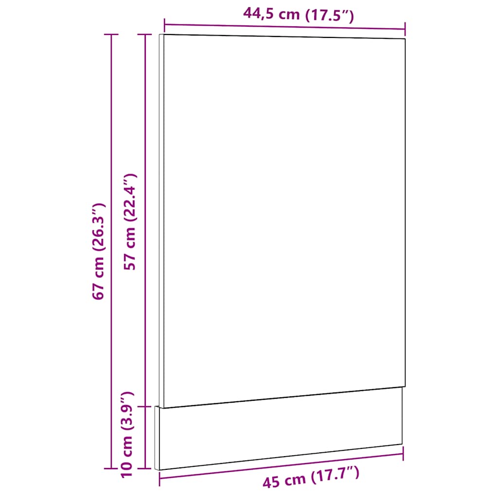 vidaXL Façade de lave-vaisselle Lyon noir aspect chêne 45x1,5x67 cm