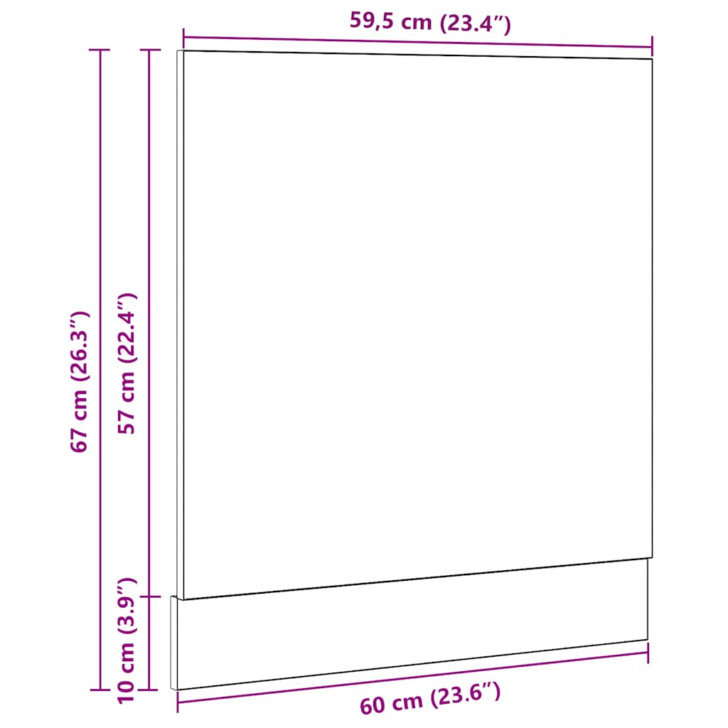 vidaXL Geschirrspülerblende Lyon Schwarz Eichen-Optik 60x1,5x67 cm