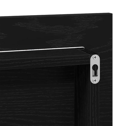 vidaXL Spiegel mit LED-Lichtleisten Schwarz Eichen-Optik 80 x 37 cm