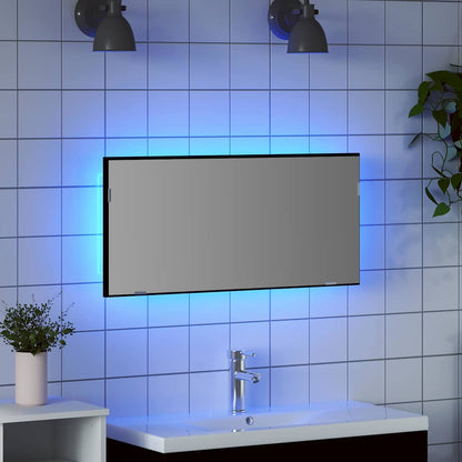 vidaXL Spiegel mit LED-Lichtleisten Schwarz Eichen-Optik 80 x 37 cm