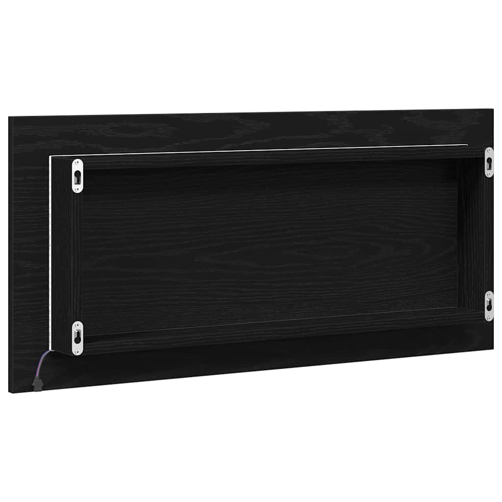 vidaXL Spiegel mit LED-Lichtleisten Schwarz Eichen-Optik 80 x 37 cm