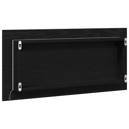 vidaXL Spiegel mit LED-Lichtleisten Schwarz Eichen-Optik 80 x 37 cm