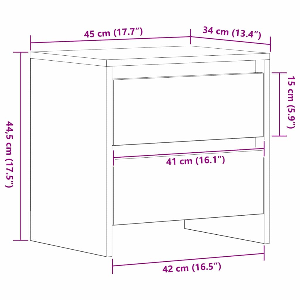 vidaXL Nachttisch Artisan-Eiche 45 x 34 x 44,5 cm Holzwerkstoff