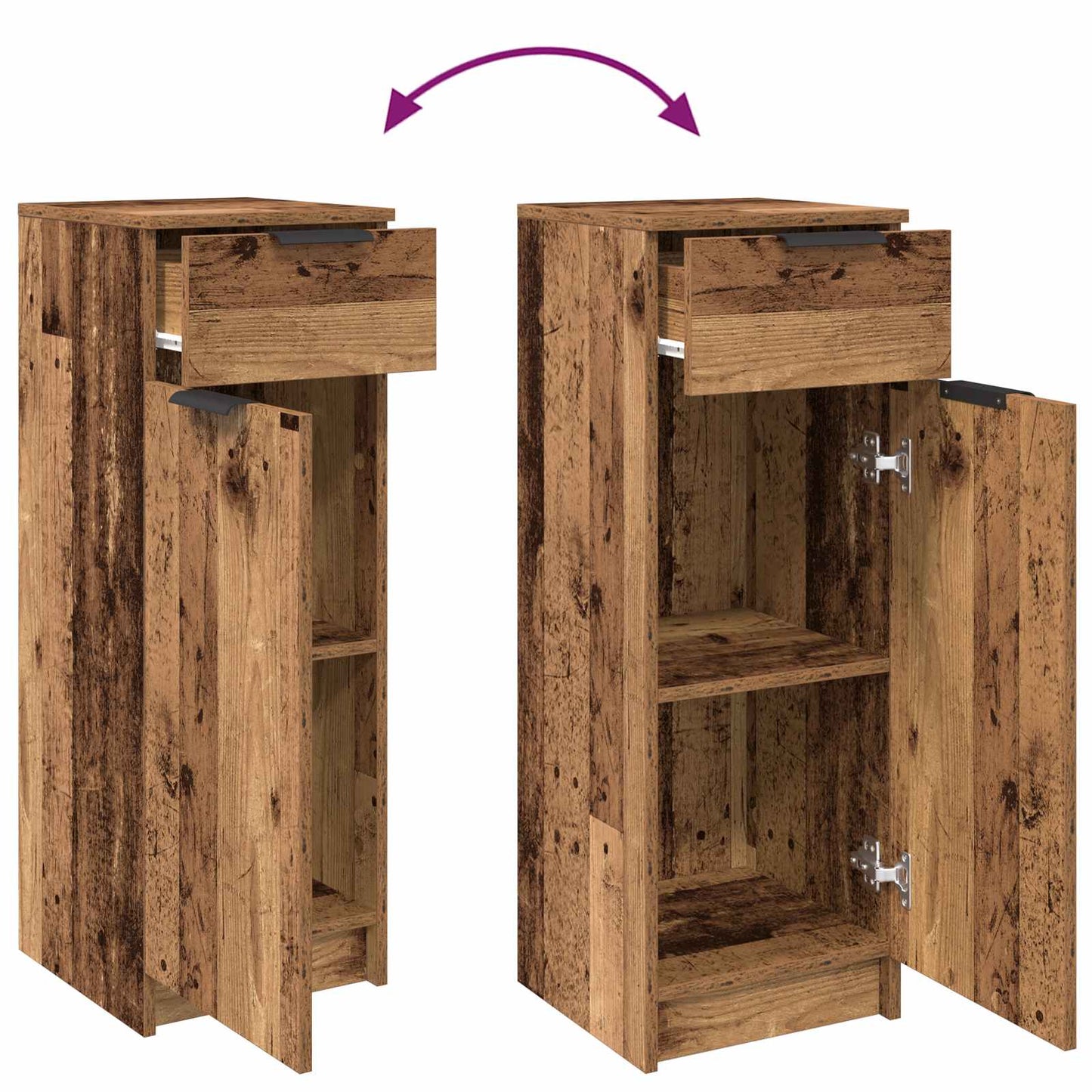 vidaXL Badezimmerschrank mit Tür Altholz 32 x 34 x 90 cm Holzwerkstoff