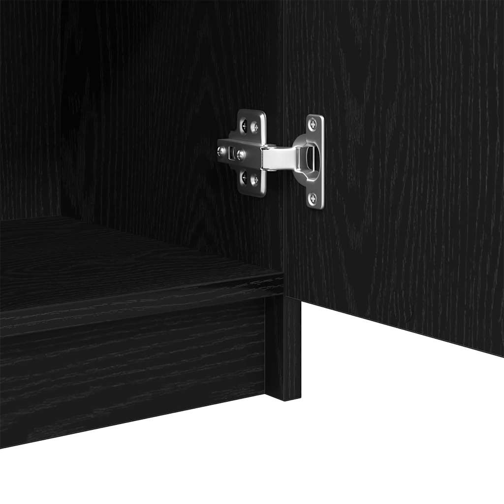 vidaXL Badezimmerschrank mit Tür Schwarz Eichen-Optik 32 x 34 x 90 cm