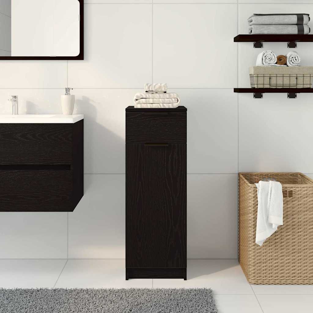 vidaXL Badezimmerschrank mit Tür Schwarz Eichen-Optik 32 x 34 x 90 cm
