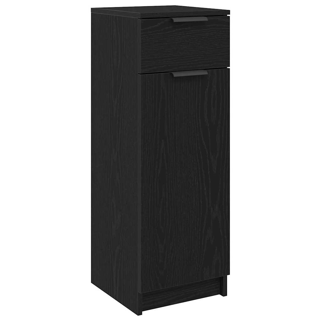 vidaXL Badezimmerschrank mit Tür Schwarz Eichen-Optik 32 x 34 x 90 cm
