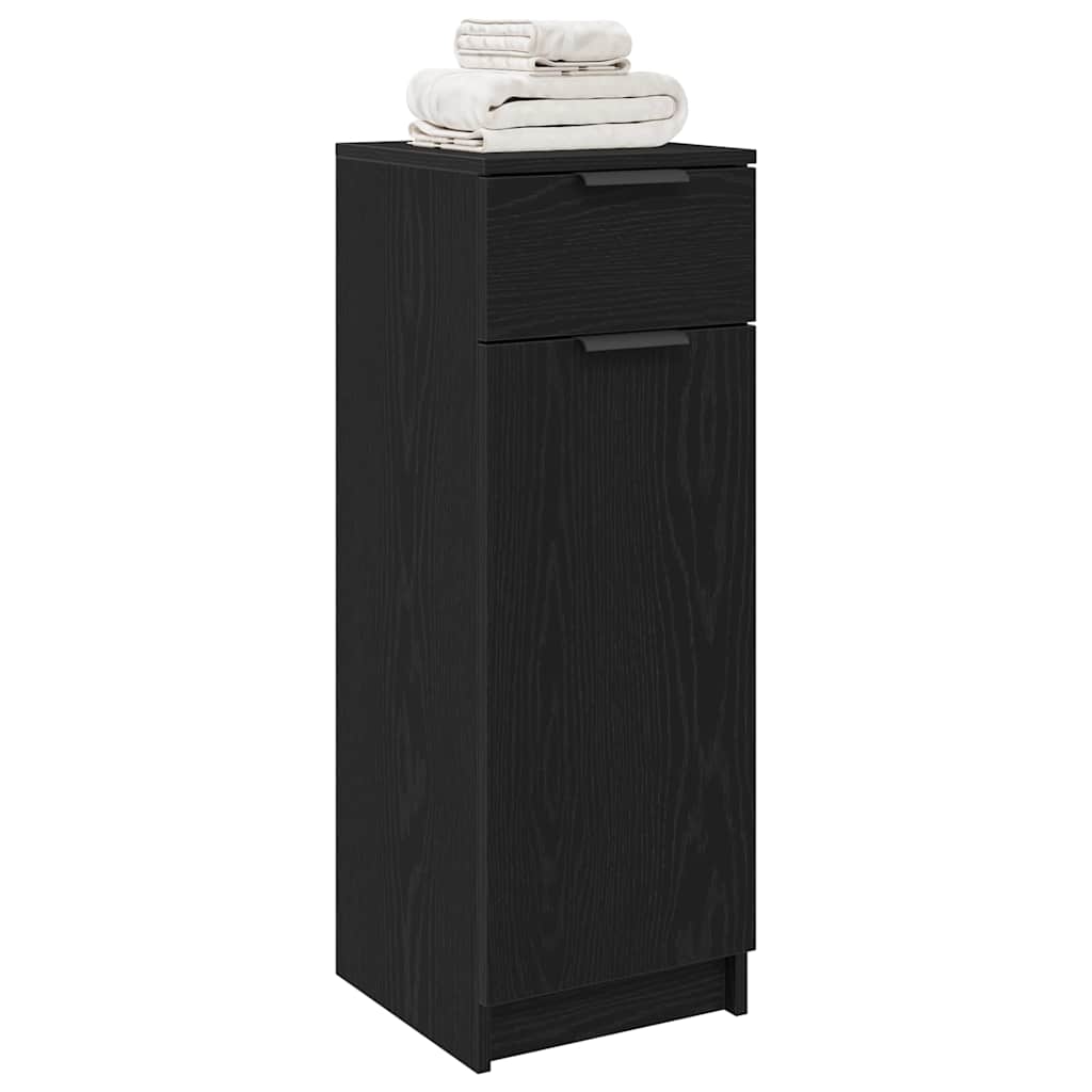 vidaXL Badezimmerschrank mit Tür Schwarz Eichen-Optik 32 x 34 x 90 cm