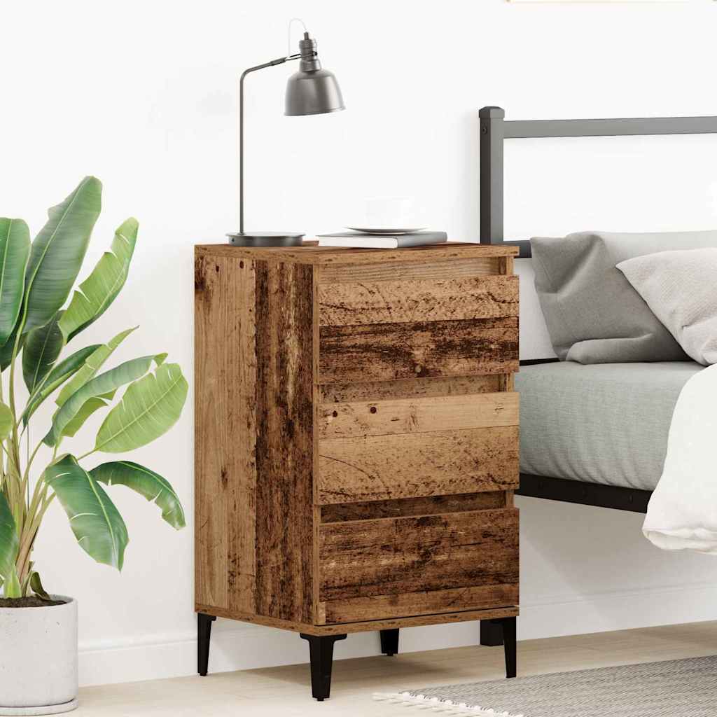vidaXL Nachttisch mit Schubladen Altholz 45 x 35 x 44 cm Holzwerkstoff