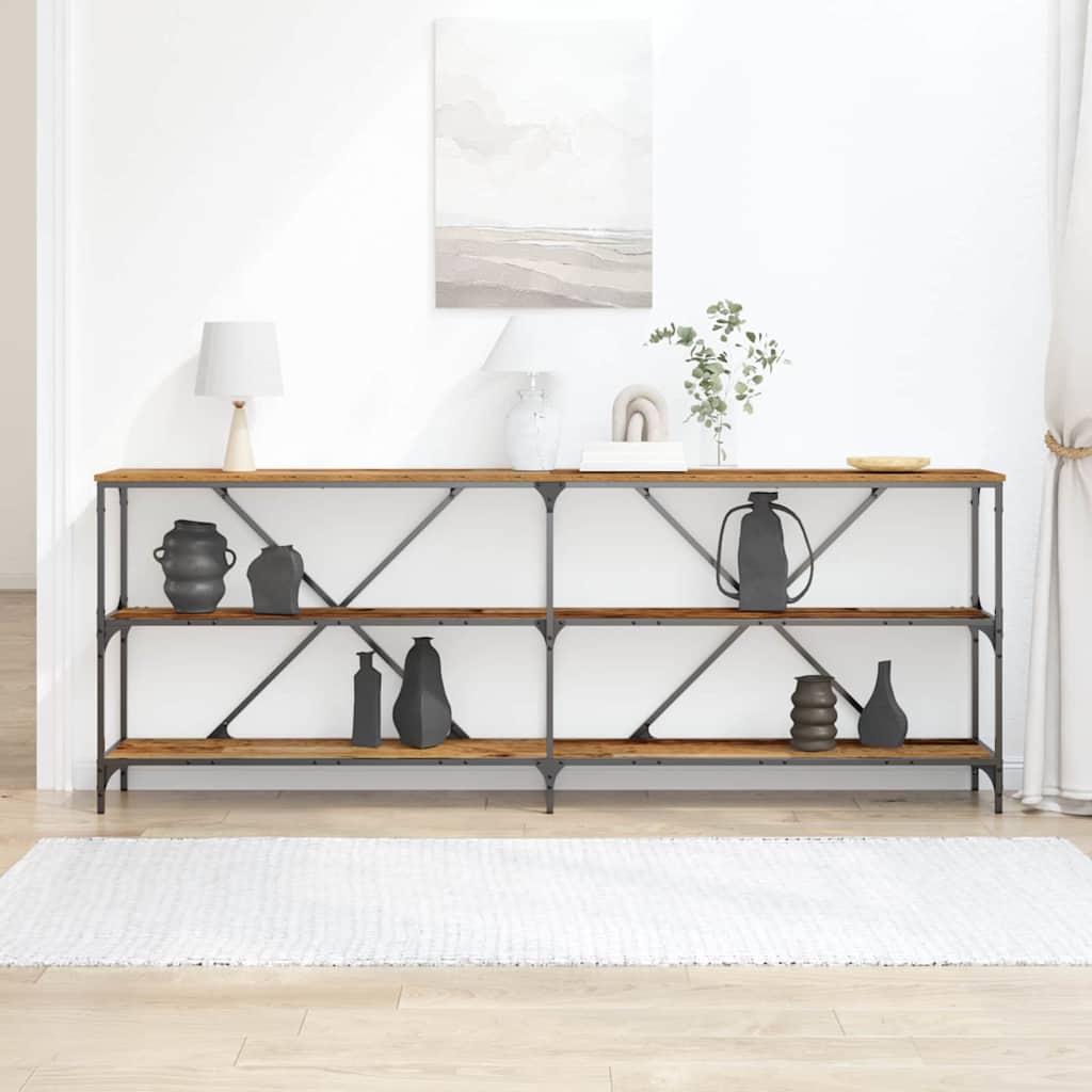 vidaXL Konsolentisch mit Regal Altholz 200 x 30 x 75 cm Holzwerkstoff