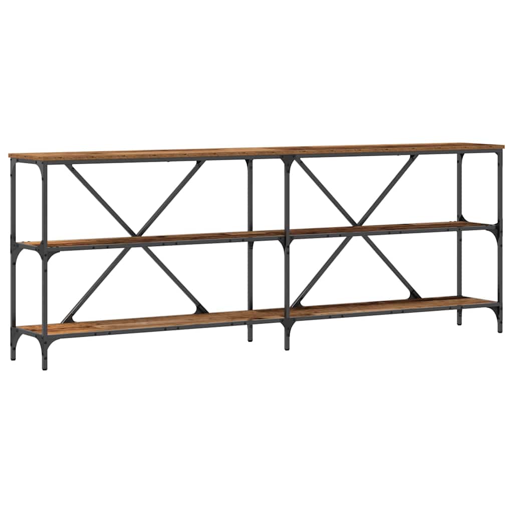 vidaXL Konsolentisch mit Regal Altholz 200 x 30 x 75 cm Holzwerkstoff