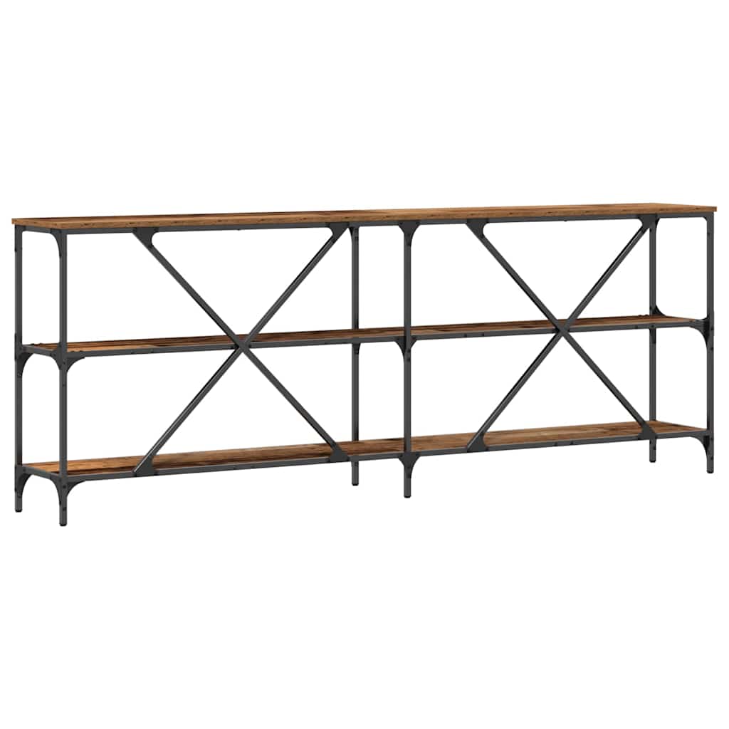vidaXL Konsolentisch mit Regal Altholz 200 x 30 x 75 cm Holzwerkstoff