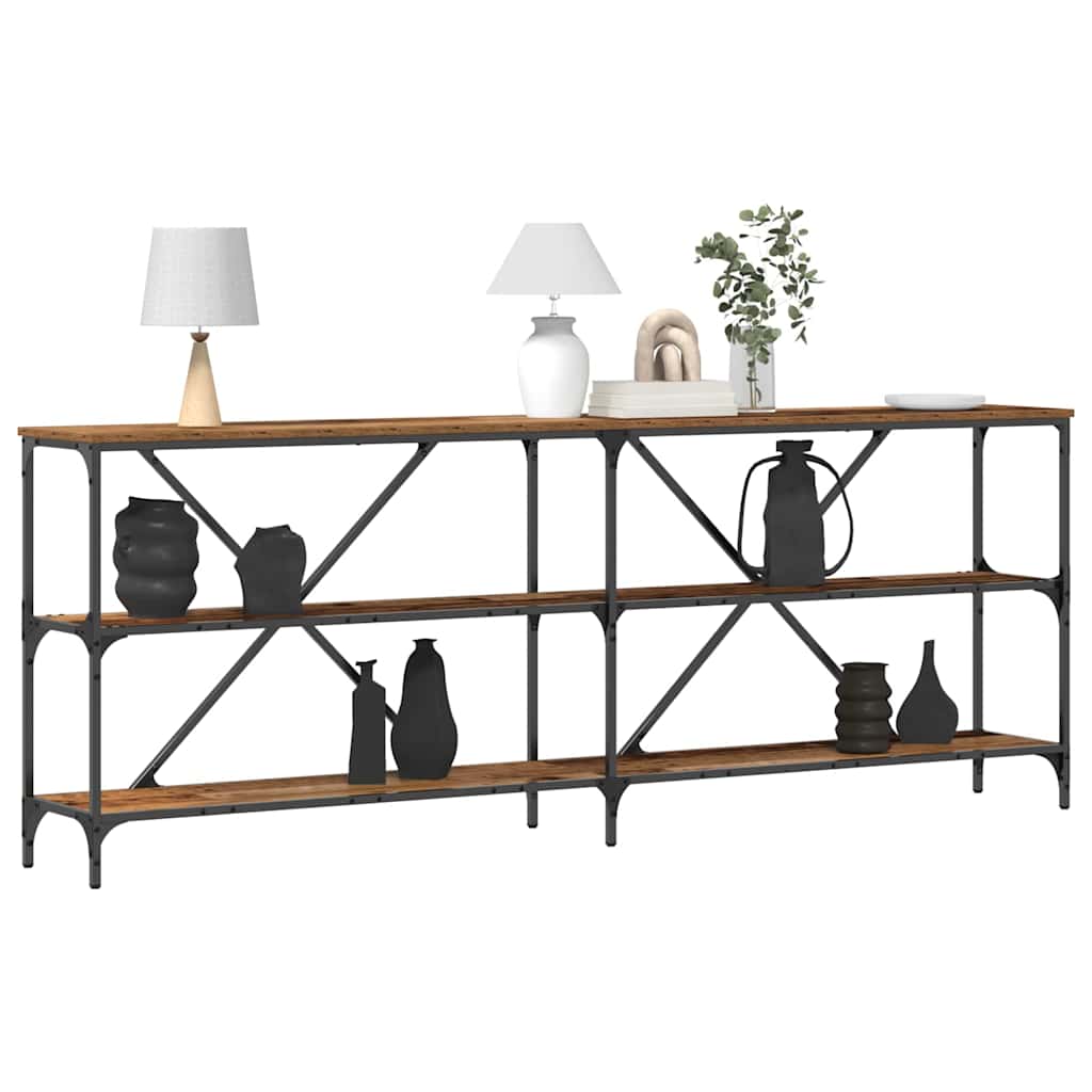 vidaXL Konsolentisch mit Regal Altholz 200 x 30 x 75 cm Holzwerkstoff