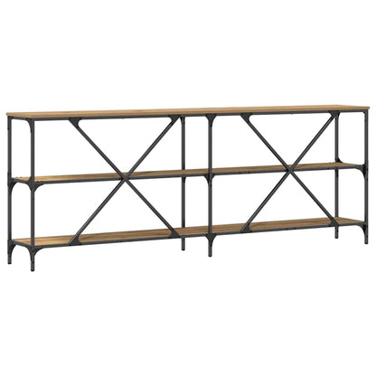 Konsolentisch mit Regal Kunsthandwerk Eiche 200 x 30 x 75 cm