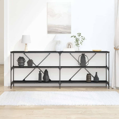 vidaXL Konsolentisch mit Regal Schwarz Eichen-Optik 200 x 30 x 75 cm