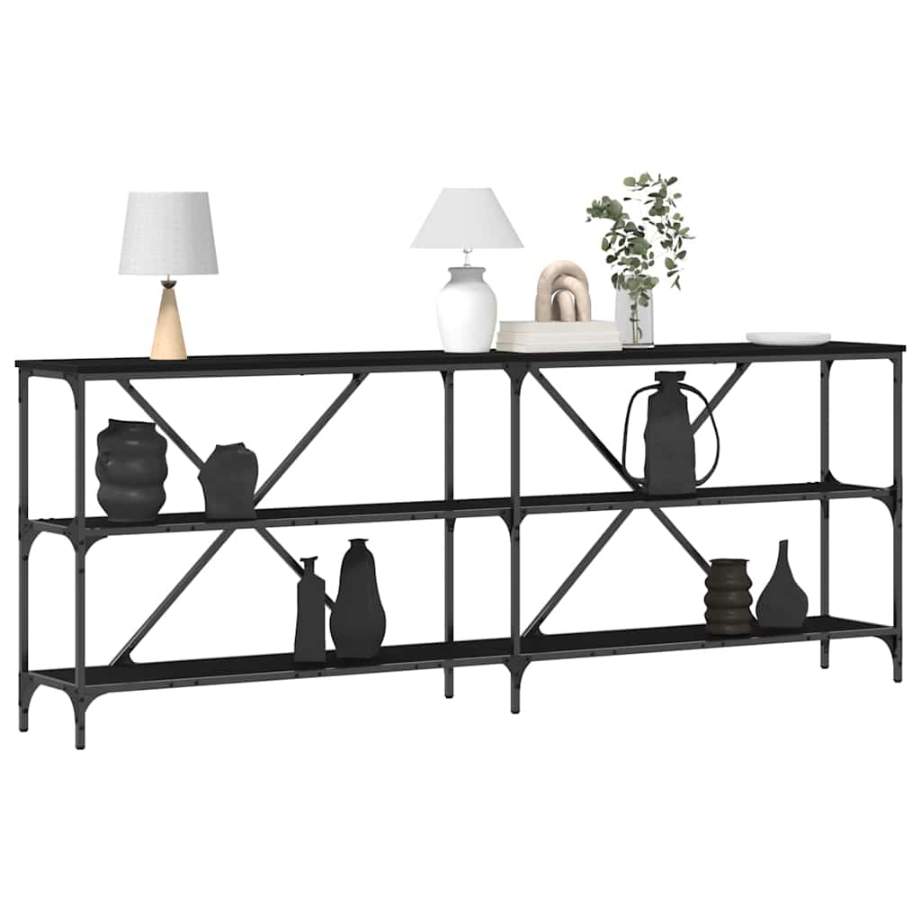 vidaXL Konsolentisch mit Regal Schwarz Eichen-Optik 200 x 30 x 75 cm