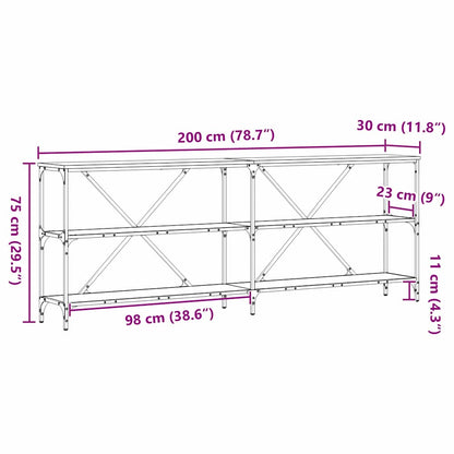 vidaXL Konsolentisch mit Regal Schwarz Eichen-Optik 200 x 30 x 75 cm