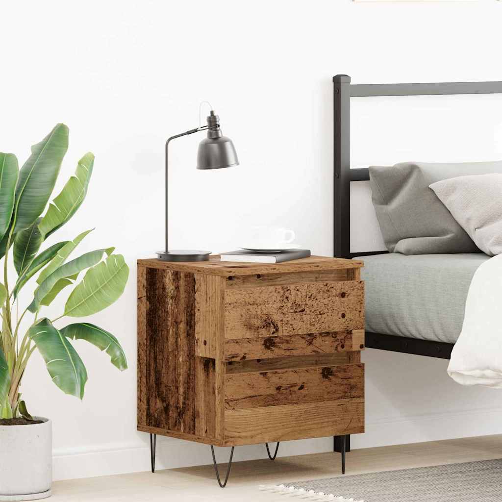 vidaXL Nachttisch mit Schubladen Altholz 40 x 35 x 50 cm Holzwerkstoff