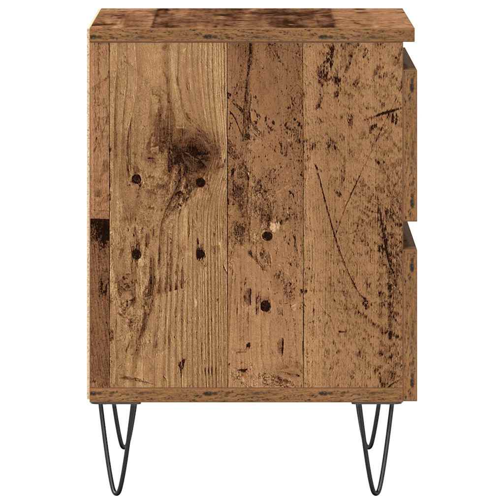 vidaXL Nachttisch mit Schubladen Altholz 40 x 35 x 50 cm Holzwerkstoff