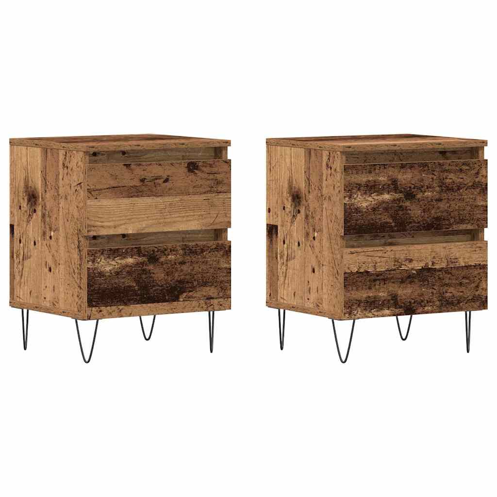 vidaXL Nachttisch 2 pcs Altholz 40 x 35 x 50 cm Holzwerkstoff