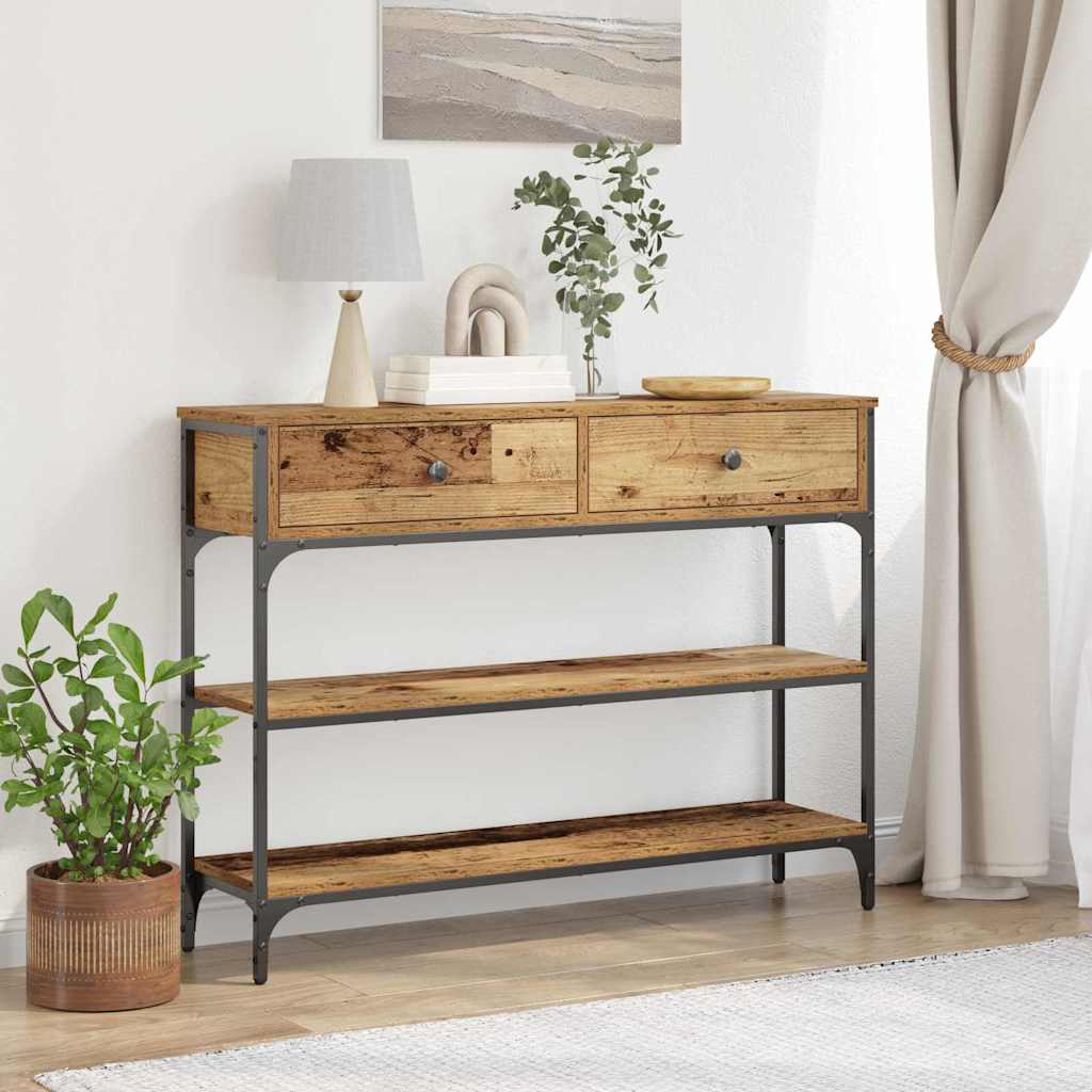 vidaXL Table console avec étagère en bois de récupération 72,5 x 25 x 75 cm Bois d'ingénierie