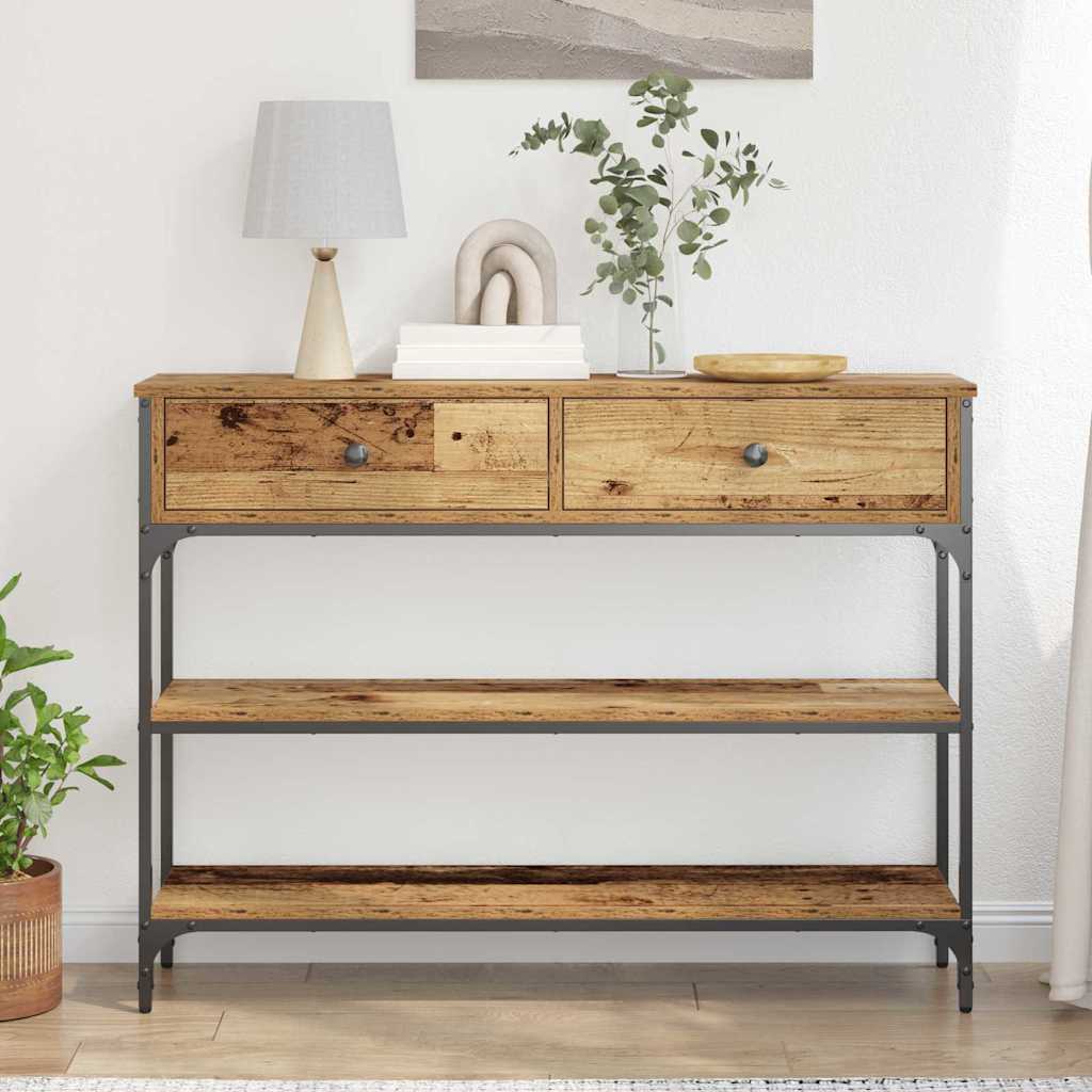 vidaXL Table console avec étagère en bois de récupération 72,5 x 25 x 75 cm Bois d'ingénierie