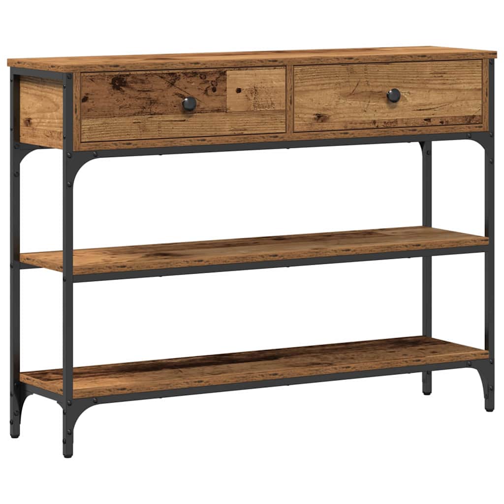 vidaXL Table console avec étagère en bois de récupération 72,5 x 25 x 75 cm Bois d'ingénierie