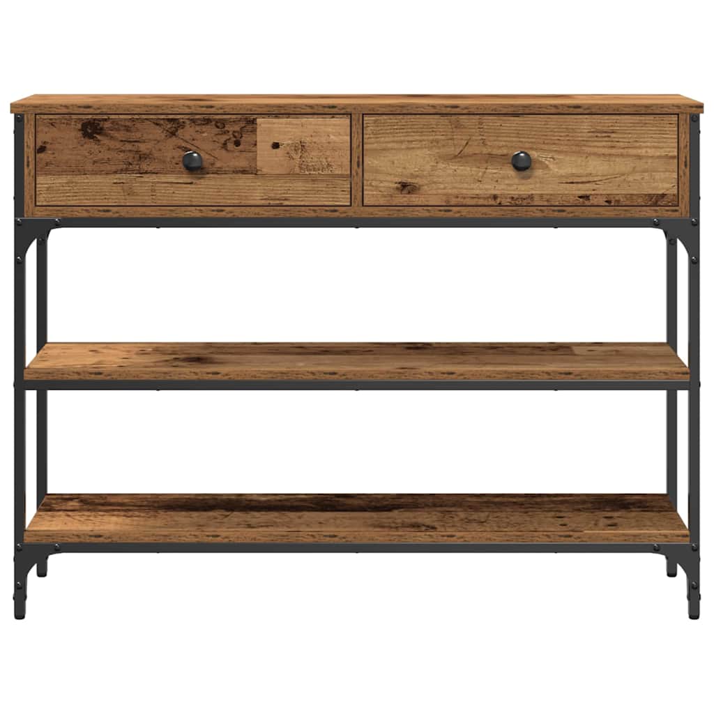 vidaXL Table console avec étagère en bois de récupération 72,5 x 25 x 75 cm Bois d'ingénierie