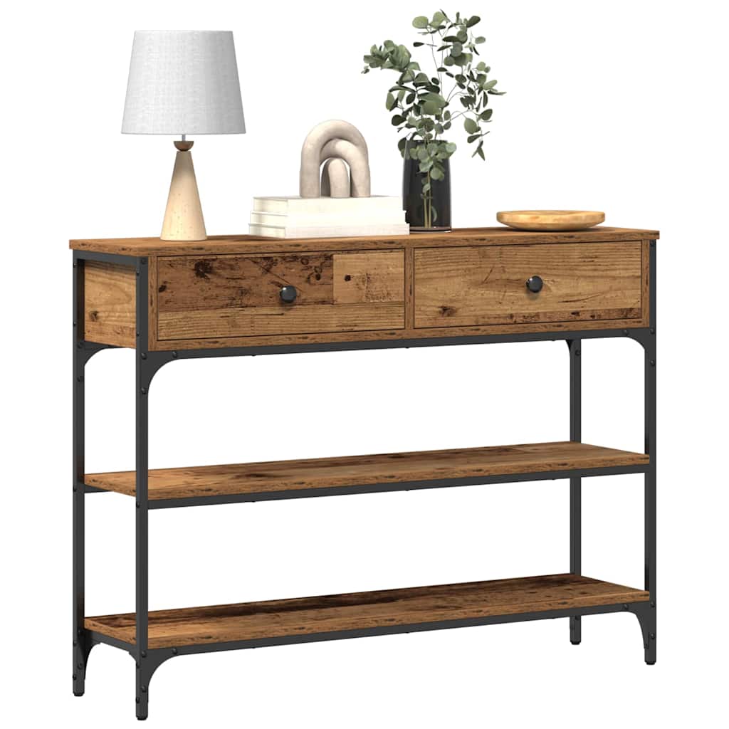 vidaXL Table console avec étagère en bois de récupération 72,5 x 25 x 75 cm Bois d'ingénierie