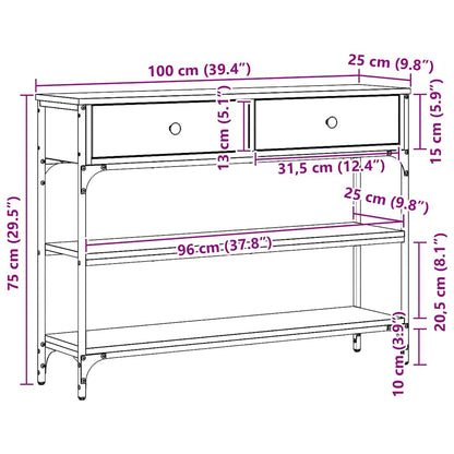 vidaXL Table console avec étagère en bois de récupération 72,5 x 25 x 75 cm Bois d'ingénierie
