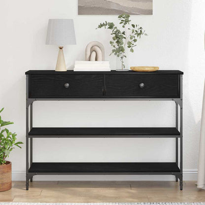 vidaXL Console avec étagère Noir Aspect chêne 72,5 x 25 x 75 cm