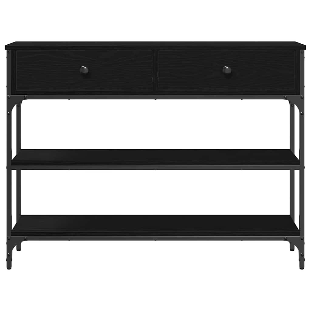 vidaXL Console avec étagère Noir Aspect chêne 72,5 x 25 x 75 cm