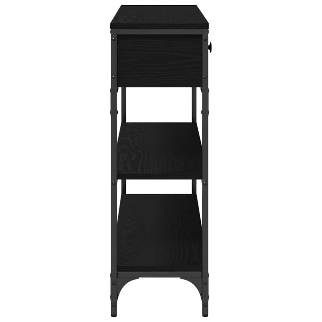vidaXL Console avec étagère Noir Aspect chêne 72,5 x 25 x 75 cm