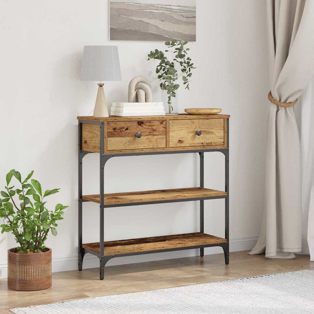 vidaXL Console avec étagère Bois de récupération 72,5 x 25 x 75 cm Bois d'ingénierie