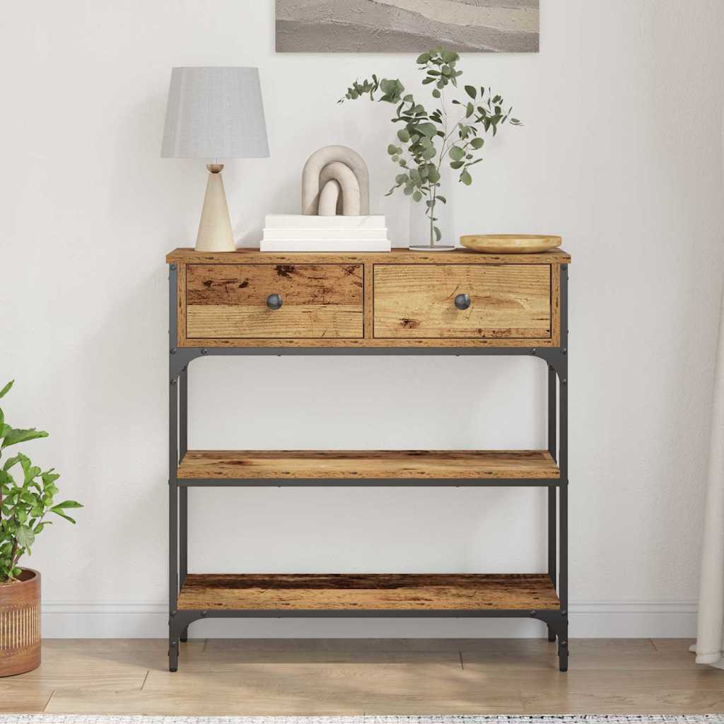 vidaXL Console avec étagère Bois de récupération 72,5 x 25 x 75 cm Bois d'ingénierie