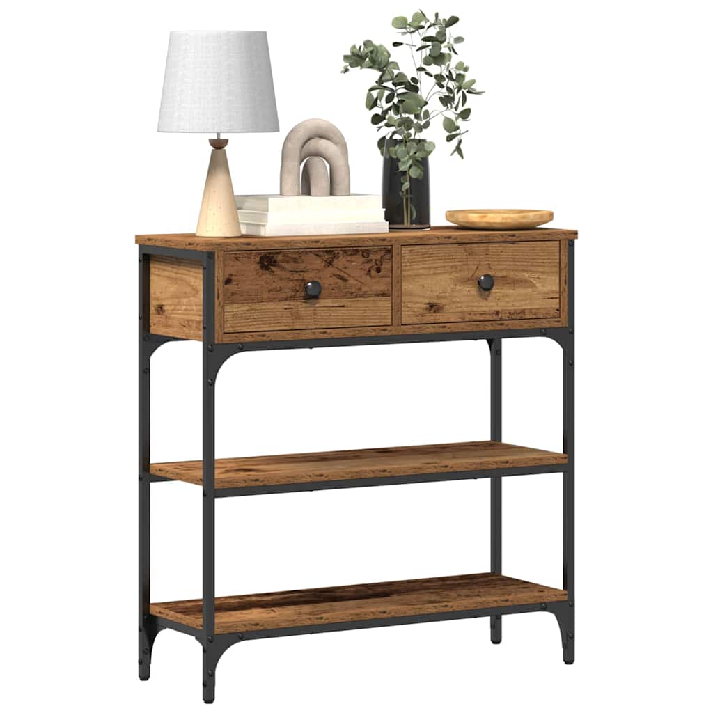 vidaXL Console avec étagère Bois de récupération 72,5 x 25 x 75 cm Bois d'ingénierie