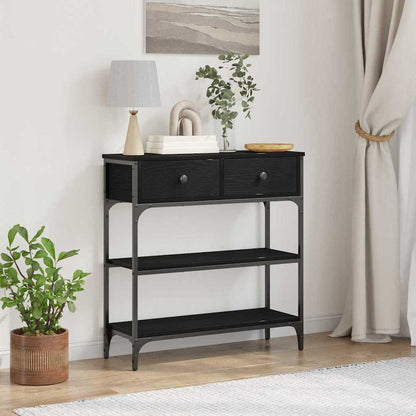 vidaXL Console avec étagère Noir aspect chêne 72,5 x 25 x 75 cm