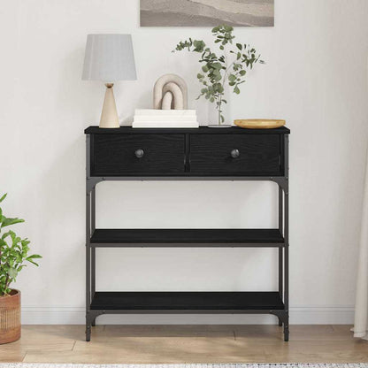 vidaXL Console avec étagère Noir aspect chêne 72,5 x 25 x 75 cm
