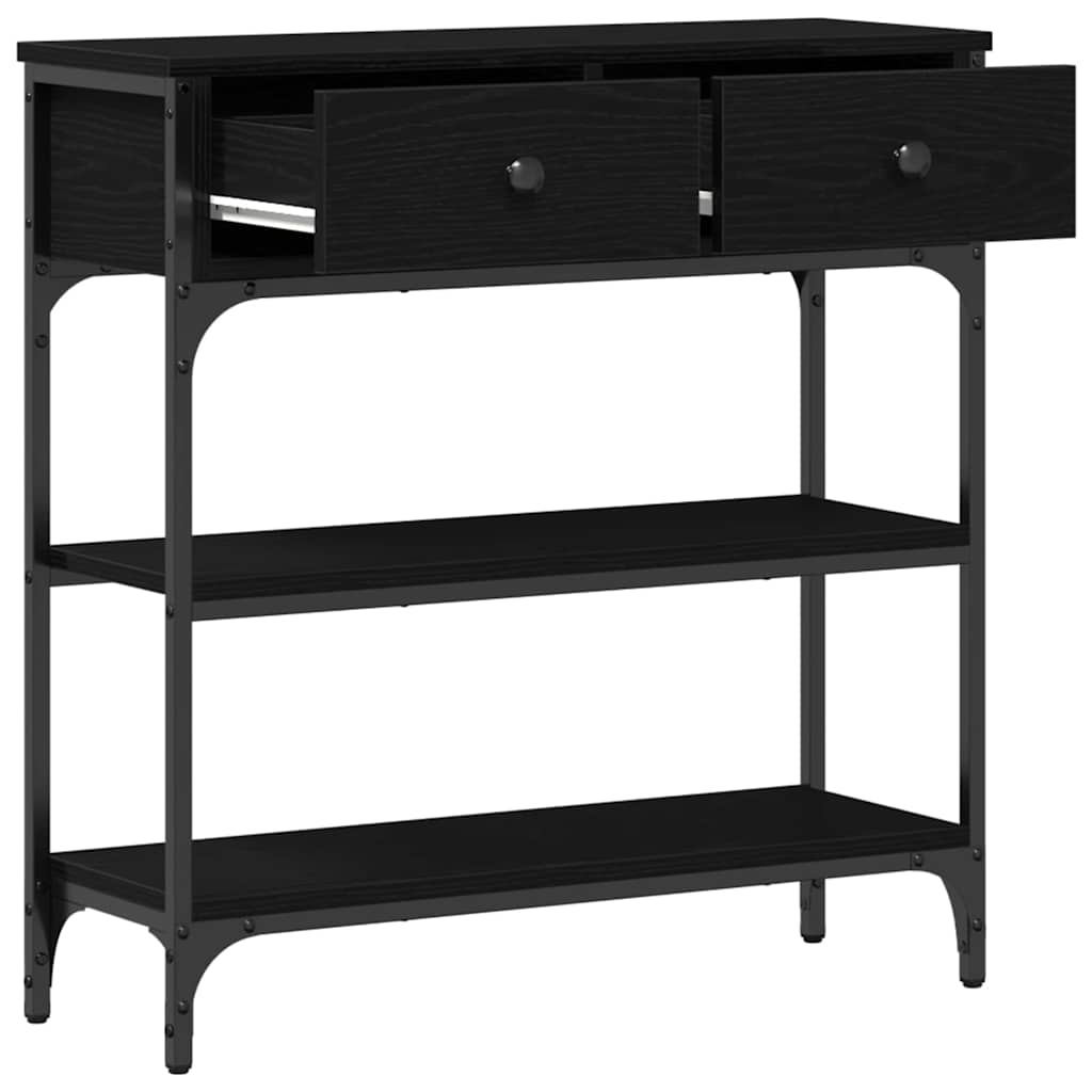 vidaXL Console avec étagère Noir aspect chêne 72,5 x 25 x 75 cm