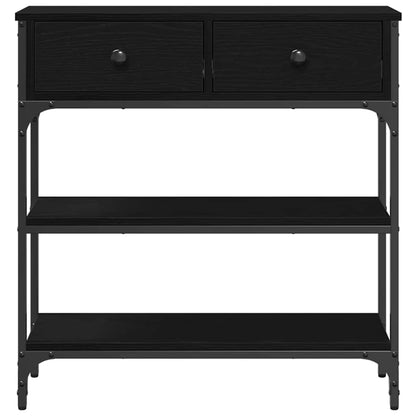 vidaXL Console avec étagère Noir aspect chêne 72,5 x 25 x 75 cm