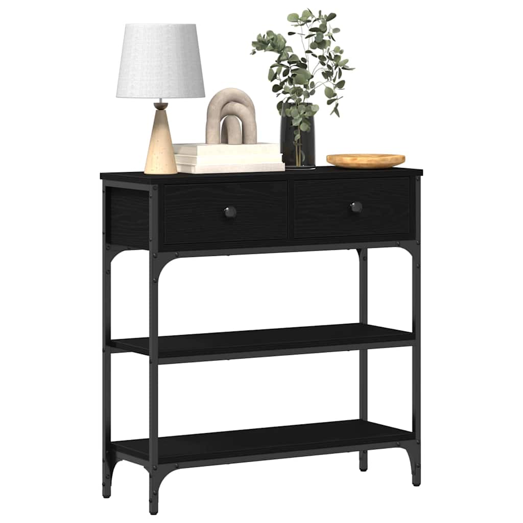 vidaXL Console avec étagère Noir aspect chêne 72,5 x 25 x 75 cm