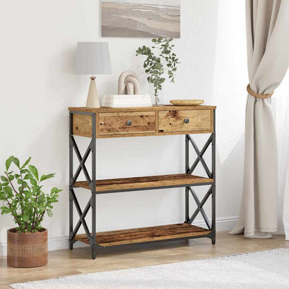 vidaXL Console Bois de récupération 75 x 28 x 75 cm Bois stratifié et métal