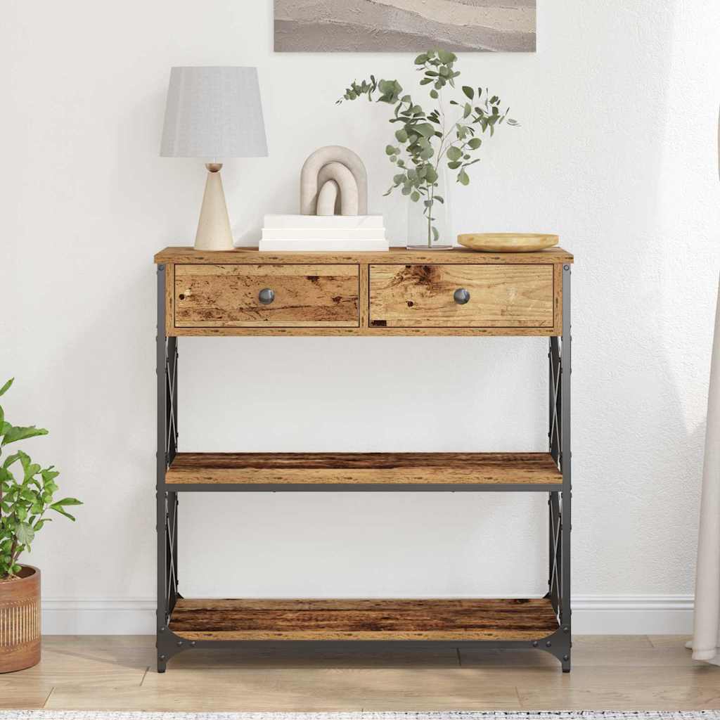 vidaXL Console Bois de récupération 75 x 28 x 75 cm Bois stratifié et métal